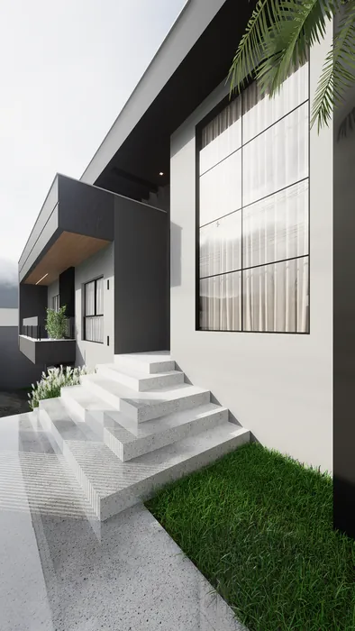 Casa Linear 03 Suítes – Valle Verde — acesso lateral com escada